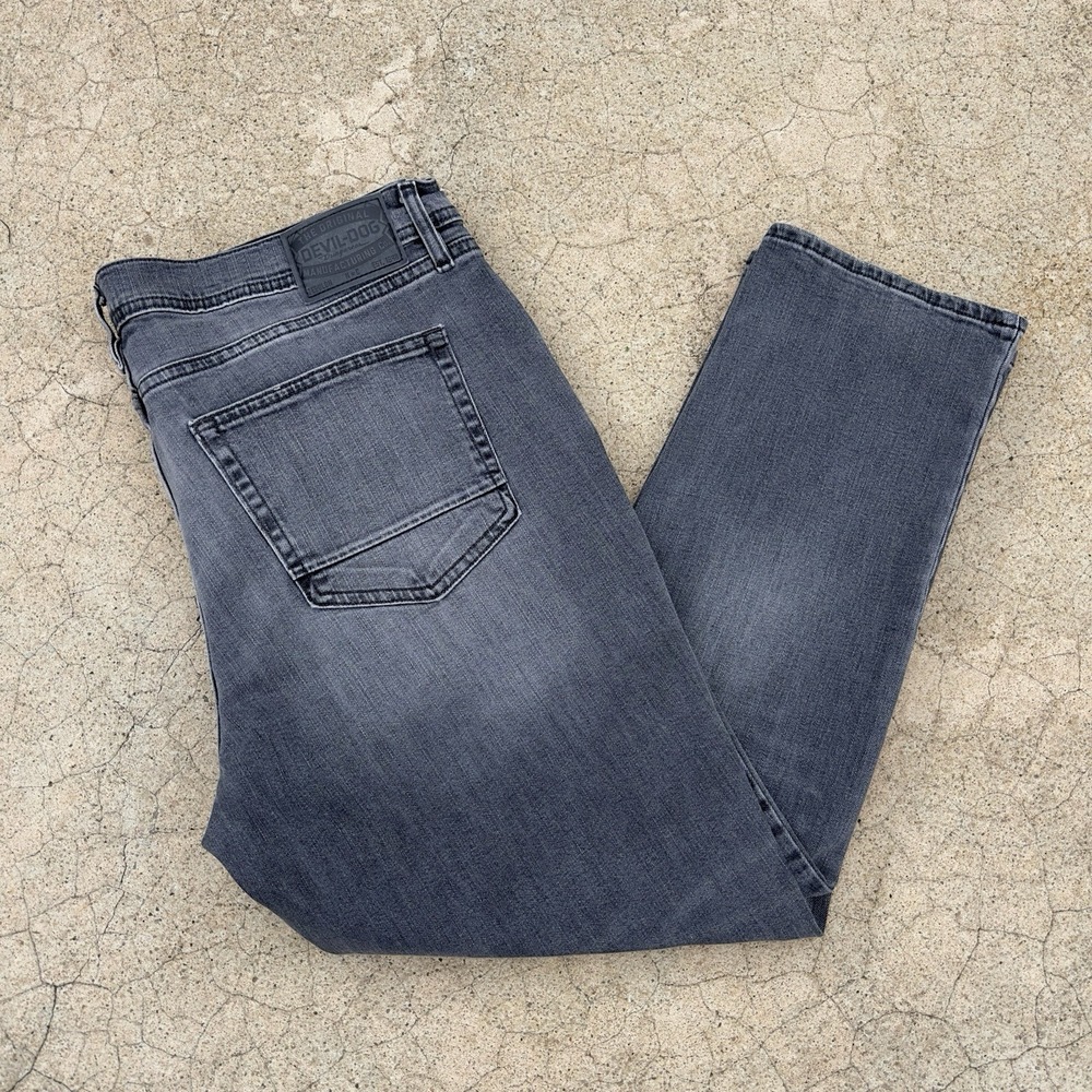 Devil-Dog Jeans Men's Size 38x30 Gray Athletic Straight Stretch Sanforized Denim